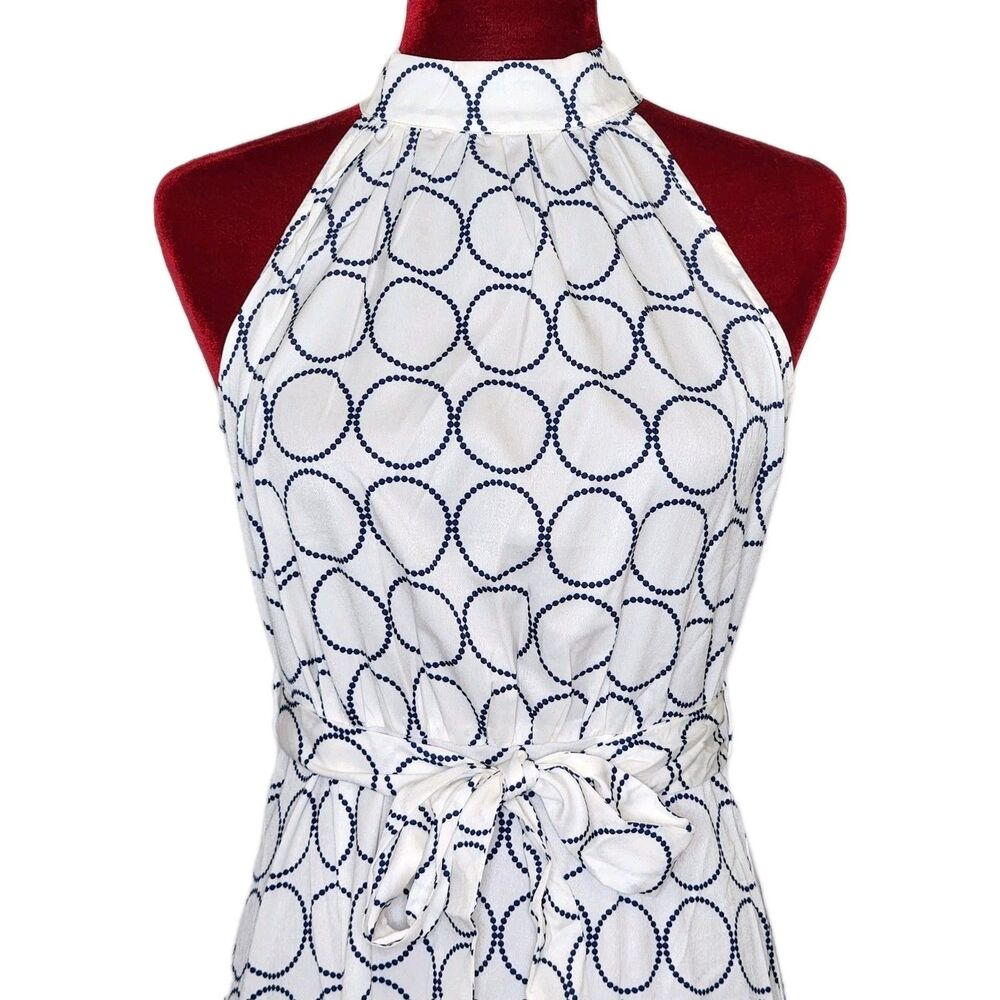 Brave+True Nordstrom Greta Navy Circle Print Halter Maxi Dress Women's XS NWT - Picture 3 of 13
